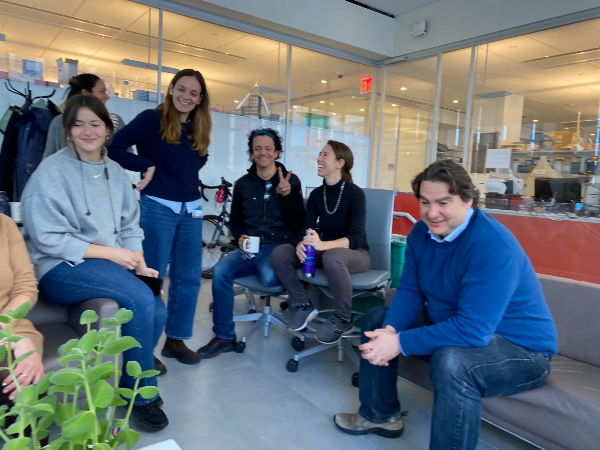 Olga, Joan, Albana, Martin, Rachel, and Stavros are full of smiles.